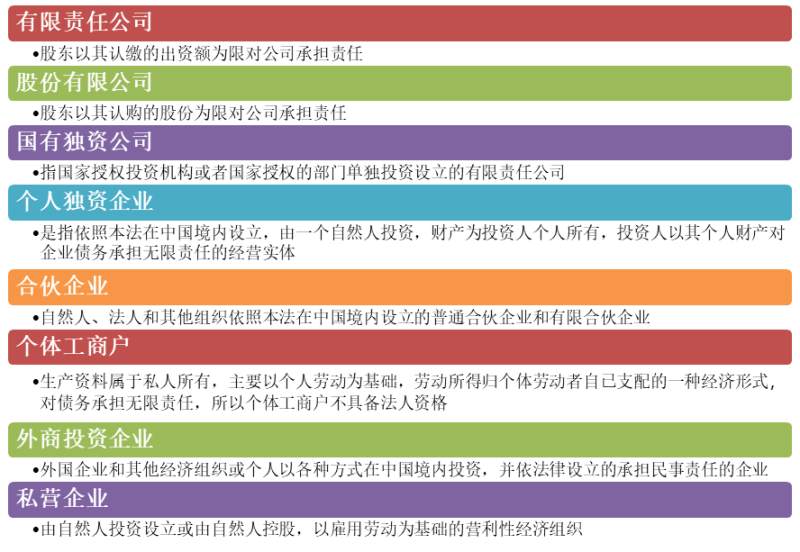 不同企业类型之间的区别 